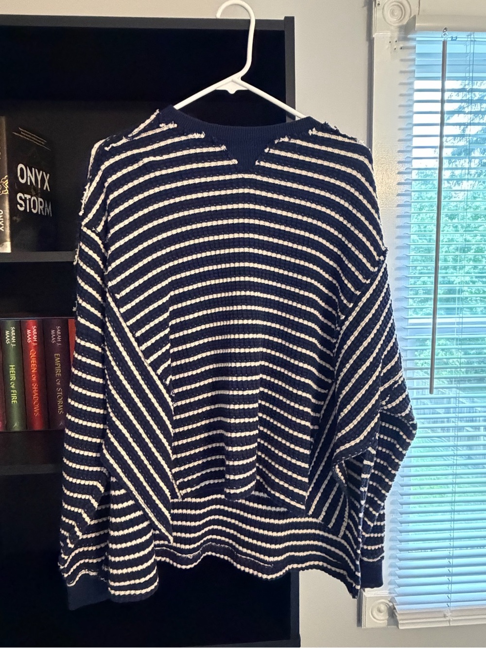 Navy & White Striped Knit Sweater